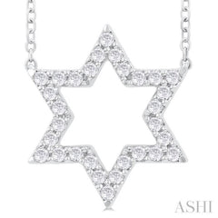 1/4 Ctw Star of David Round Cut Diamond Fashion Pendant With Chain in 14K White Gold 1/4 Ctw Star of David Round Cut Diamond Fashion Pendant With Chain in 14K White Gold