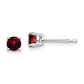 14k White Gold 4mm Round Garnet Post Earrings