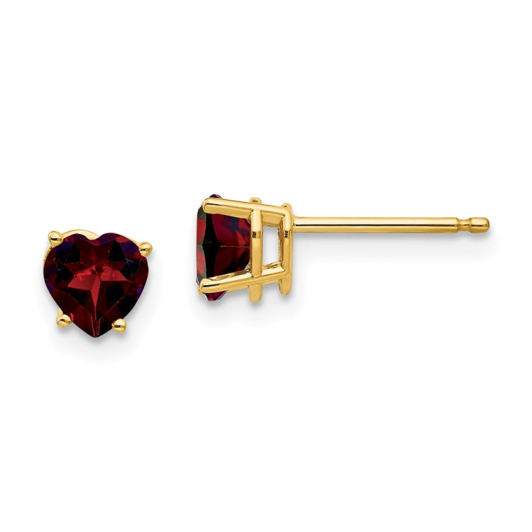 14k 5mm Heart Garnet Post Earrings 14k 5mm Heart Garnet Post Earrings