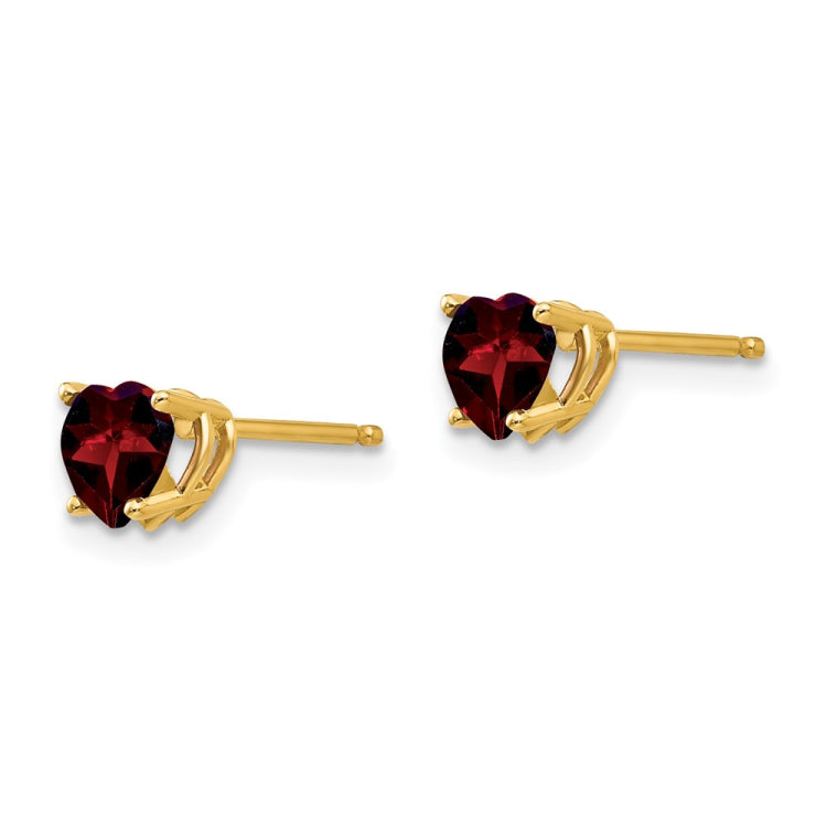 14k 5mm Heart Garnet Post Earrings 14k 5mm Heart Garnet Post Earrings