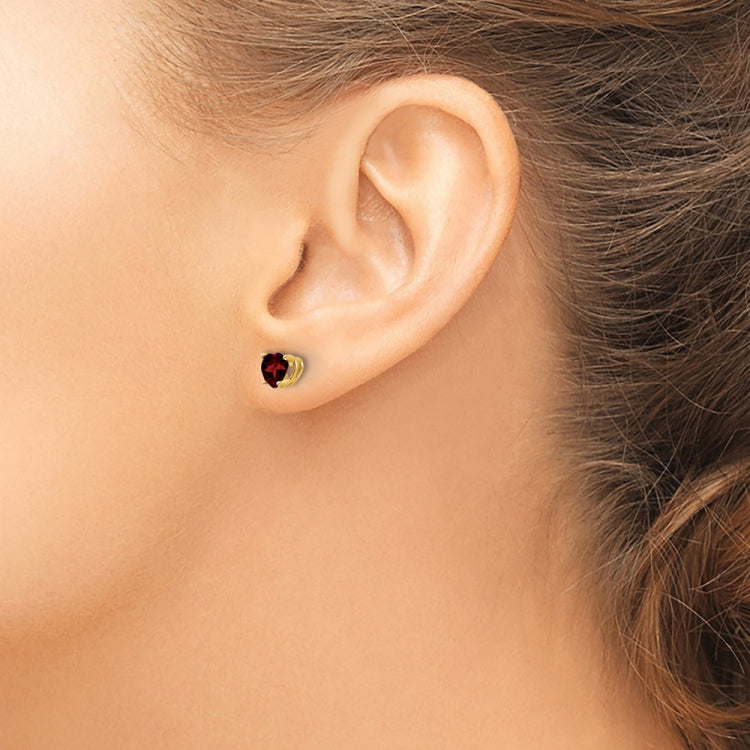 14k 5mm Heart Garnet Post Earrings 14k 5mm Heart Garnet Post Earrings