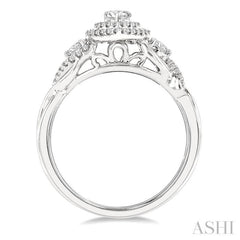 5/8 Ctw Split Twisted Shank Round Cut Diamond Engagement Ring With 1/4 Ct Pear Cut Center Stone in 14K White Gold 5/8 Ctw Split Twisted Shank Round Cut Diamond Engagement Ring With 1/4 Ct Pear Cut Center Stone in 14K White Gold