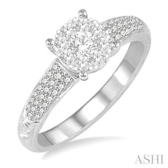 1/2 Ctw Round Cut Diamond Lovebright Engagement Ring in 14K White Gold 1/2 Ctw Round Cut Diamond Lovebright Engagement Ring in 14K White Gold