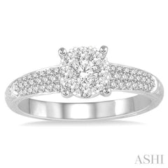 1/2 Ctw Round Cut Diamond Lovebright Engagement Ring in 14K White Gold 1/2 Ctw Round Cut Diamond Lovebright Engagement Ring in 14K White Gold