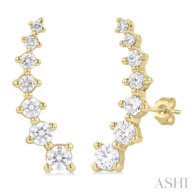 1 Ctw Round Cut Diamond Fashion Climbers in 14K Yellow Gold 1 Ctw Round Cut Diamond Fashion Climbers in 14K Yellow Gold