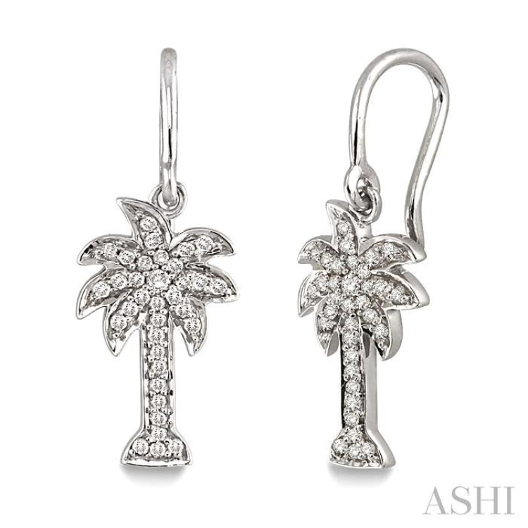 1/4 Ctw Palm Tree Single Cut Diamond Earrings in 14K White Gold 1/4 Ctw Palm Tree Single Cut Diamond Earrings in 14K White Gold