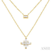 1/3 Ctw Baguette and Round Cut Diamond Layered Necklace in 14K Yellow Gold
