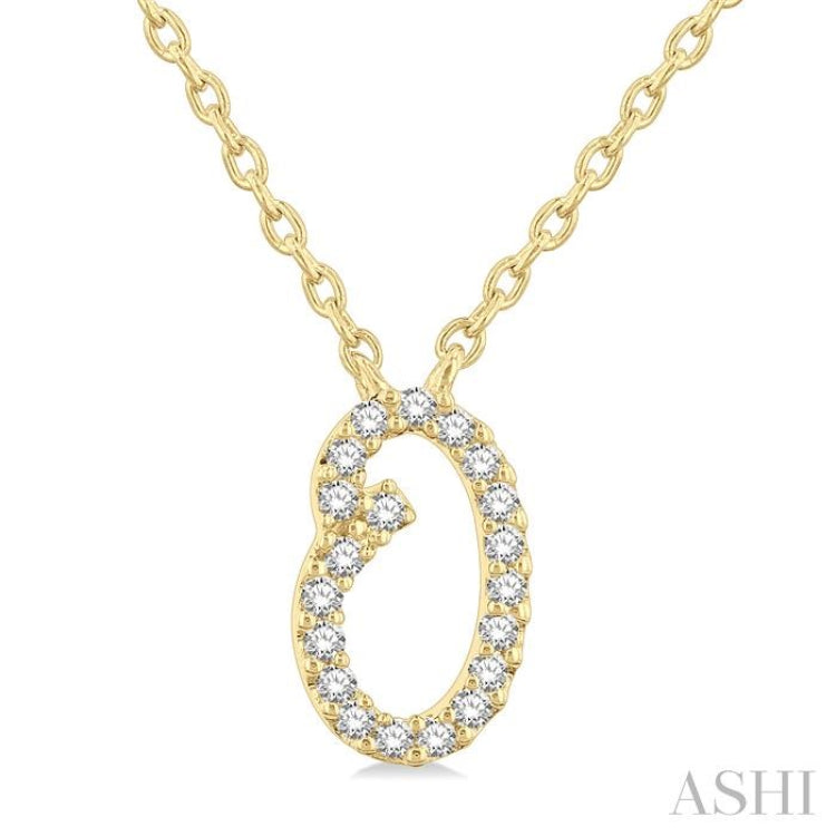 1/20 Ctw Initial 'O' Round cut Diamond Pendant With Chain in 14K Yellow Gold 1/20 Ctw Initial 'O' Round cut Diamond Pendant With Chain in 14K Yellow Gold