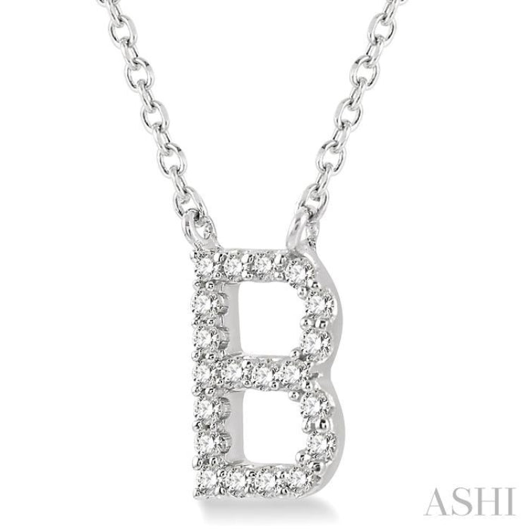 1/20 Ctw Initial 'B' Round Cut Diamond Pendant With Chain in 10K White Gold 1/20 Ctw Initial 'B' Round Cut Diamond Pendant With Chain in 10K White Gold