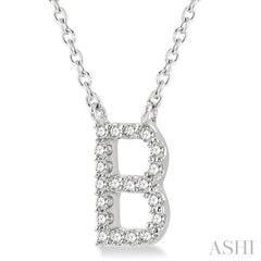 1/20 Ctw Initial 'B' Round Cut Diamond Pendant With Chain in 10K White Gold 1/20 Ctw Initial 'B' Round Cut Diamond Pendant With Chain in 10K White Gold
