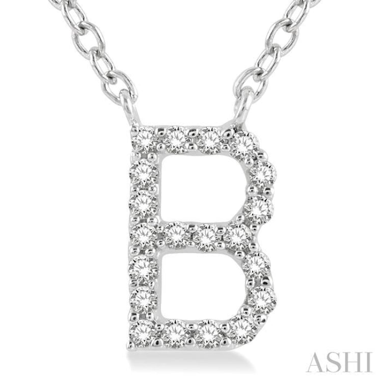 1/20 Ctw Initial 'B' Round Cut Diamond Pendant With Chain in 10K White Gold 1/20 Ctw Initial 'B' Round Cut Diamond Pendant With Chain in 10K White Gold