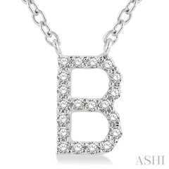 1/20 Ctw Initial 'B' Round Cut Diamond Pendant With Chain in 10K White Gold 1/20 Ctw Initial 'B' Round Cut Diamond Pendant With Chain in 10K White Gold
