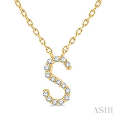 1/20 Ctw Initial 'S' Round Cut Diamond Pendant With Chain in 10K Yellow Gold 1/20 Ctw Initial 'S' Round Cut Diamond Pendant With Chain in 10K Yellow Gold
