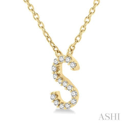 1/20 Ctw Initial 'S' Round Cut Diamond Pendant With Chain in 10K Yellow Gold 1/20 Ctw Initial 'S' Round Cut Diamond Pendant With Chain in 10K Yellow Gold