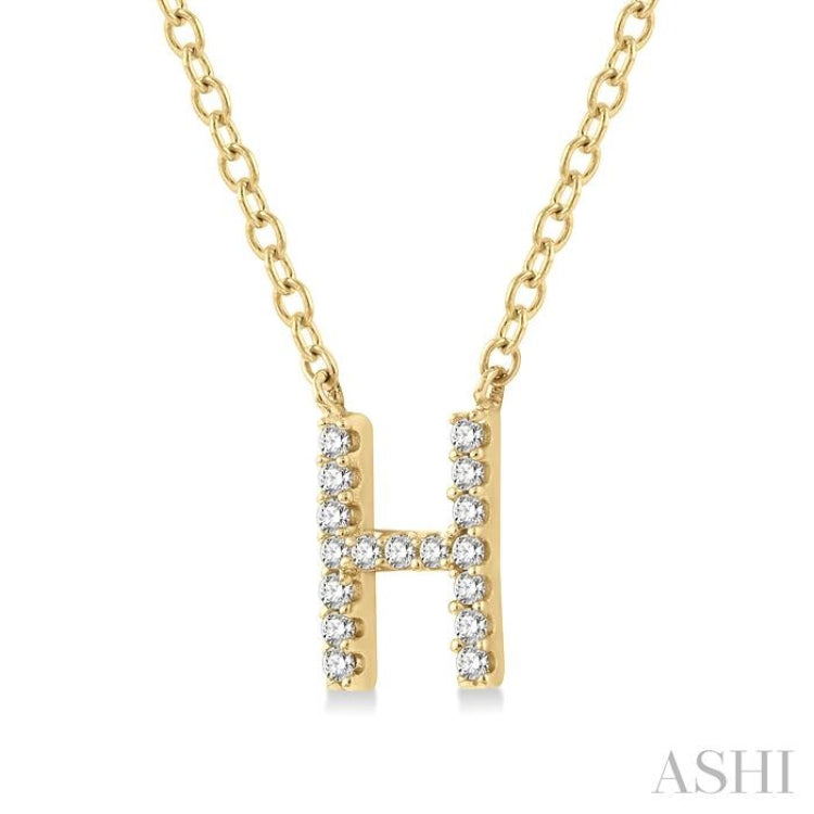 1/20 Ctw Initial 'H' Round Cut Diamond Pendant With Chain in 10K Yellow Gold 1/20 Ctw Initial 'H' Round Cut Diamond Pendant With Chain in 10K Yellow Gold
