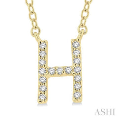 1/20 Ctw Initial 'H' Round Cut Diamond Pendant With Chain in 10K Yellow Gold 1/20 Ctw Initial 'H' Round Cut Diamond Pendant With Chain in 10K Yellow Gold