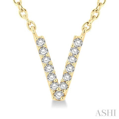 1/20 Ctw Initial 'V' Round Cut Diamond Pendant With Chain in 10K Yellow Gold 1/20 Ctw Initial 'V' Round Cut Diamond Pendant With Chain in 10K Yellow Gold