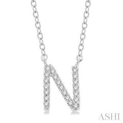 1/20 Ctw Initial 'N' Round Cut Diamond Pendant With Chain in 10K White Gold 1/20 Ctw Initial 'N' Round Cut Diamond Pendant With Chain in 10K White Gold