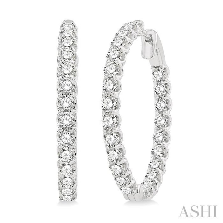 5 Ctw Inside-Out Round Cut Diamond Hoop Earrings in 14K White Gold 5 Ctw Inside-Out Round Cut Diamond Hoop Earrings in 14K White Gold