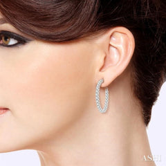 5 Ctw Inside-Out Round Cut Diamond Hoop Earrings in 14K White Gold 5 Ctw Inside-Out Round Cut Diamond Hoop Earrings in 14K White Gold