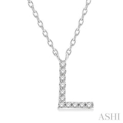 1/20 Ctw Initial 'L' Round Cut Diamond Pendant With Chain in 14K White Gold 1/20 Ctw Initial 'L' Round Cut Diamond Pendant With Chain in 14K White Gold