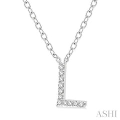 1/20 Ctw Initial 'L' Round Cut Diamond Pendant With Chain in 14K White Gold 1/20 Ctw Initial 'L' Round Cut Diamond Pendant With Chain in 14K White Gold