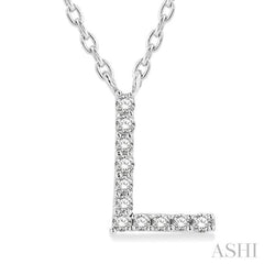 1/20 Ctw Initial 'L' Round Cut Diamond Pendant With Chain in 14K White Gold 1/20 Ctw Initial 'L' Round Cut Diamond Pendant With Chain in 14K White Gold