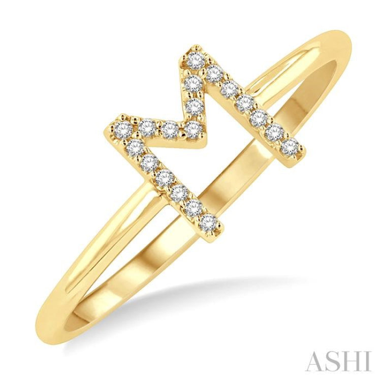 1/20 Ctw Initial 'M' Round Cut Diamond Fashion Ring in 10K Yellow Gold 1/20 Ctw Initial 'M' Round Cut Diamond Fashion Ring in 10K Yellow Gold