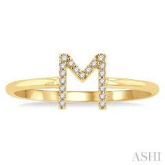 1/20 Ctw Initial 'M' Round Cut Diamond Fashion Ring in 10K Yellow Gold 1/20 Ctw Initial 'M' Round Cut Diamond Fashion Ring in 10K Yellow Gold