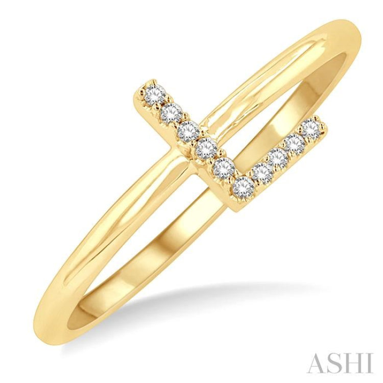 1/20 Ctw Initial 'L' Round Cut Diamond Fashion Ring in 10K Yellow Gold 1/20 Ctw Initial 'L' Round Cut Diamond Fashion Ring in 10K Yellow Gold