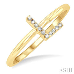 1/20 Ctw Initial 'L' Round Cut Diamond Fashion Ring in 10K Yellow Gold 1/20 Ctw Initial 'L' Round Cut Diamond Fashion Ring in 10K Yellow Gold