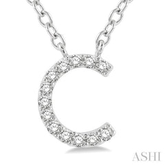 1/20 Ctw Initial 'C' Round Cut Diamond Pendant With Chain in 14K White Gold 1/20 Ctw Initial 'C' Round Cut Diamond Pendant With Chain in 14K White Gold