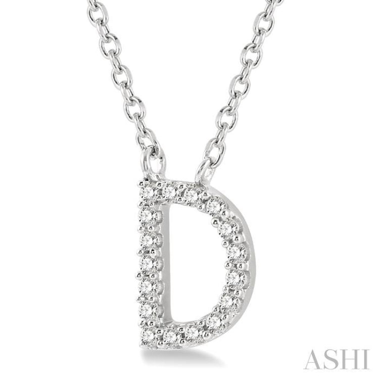 1/20 Ctw Initial 'D' Round Cut Diamond Pendant With Chain in 14K White Gold 1/20 Ctw Initial 'D' Round Cut Diamond Pendant With Chain in 14K White Gold
