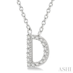 1/20 Ctw Initial 'D' Round Cut Diamond Pendant With Chain in 14K White Gold 1/20 Ctw Initial 'D' Round Cut Diamond Pendant With Chain in 14K White Gold
