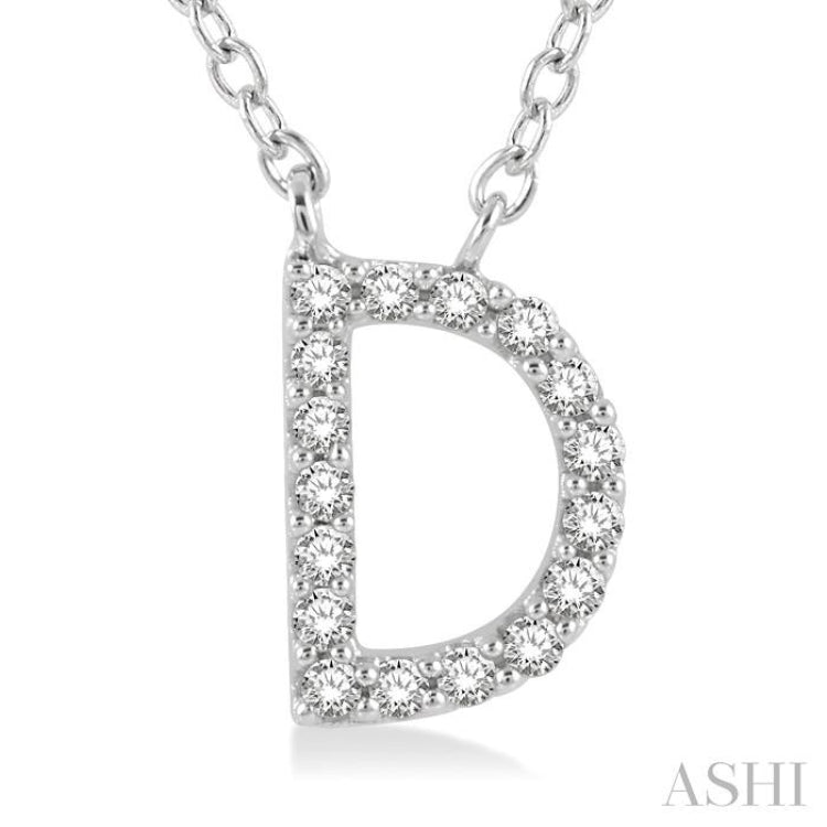1/20 Ctw Initial 'D' Round Cut Diamond Pendant With Chain in 14K White Gold 1/20 Ctw Initial 'D' Round Cut Diamond Pendant With Chain in 14K White Gold