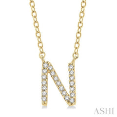 1/20 Ctw Initial 'N' Round Cut Diamond Pendant With Chain in 14K Yellow Gold 1/20 Ctw Initial 'N' Round Cut Diamond Pendant With Chain in 14K Yellow Gold