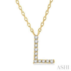1/20 Ctw Initial 'L' Round Cut Diamond Pendant With Chain in 14K Yellow Gold 1/20 Ctw Initial 'L' Round Cut Diamond Pendant With Chain in 14K Yellow Gold