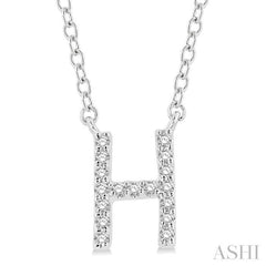 1/20 Ctw Initial 'H' Round Cut Diamond Pendant With Chain in 14K White Gold 1/20 Ctw Initial 'H' Round Cut Diamond Pendant With Chain in 14K White Gold