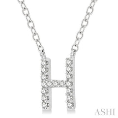 1/20 Ctw Initial 'H' Round Cut Diamond Pendant With Chain in 14K White Gold 1/20 Ctw Initial 'H' Round Cut Diamond Pendant With Chain in 14K White Gold