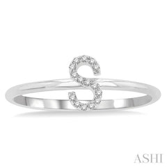 1/20 Ctw Initial 'S' Round Cut Diamond Fashion Ring in 10K White Gold 1/20 Ctw Initial 'S' Round Cut Diamond Fashion Ring in 10K White Gold