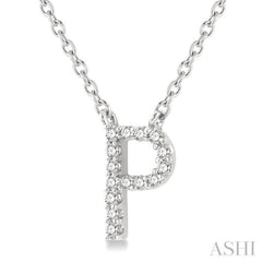 1/20 Ctw Initial 'P' Round Cut Diamond Pendant With Chain in 10K White Gold 1/20 Ctw Initial 'P' Round Cut Diamond Pendant With Chain in 10K White Gold