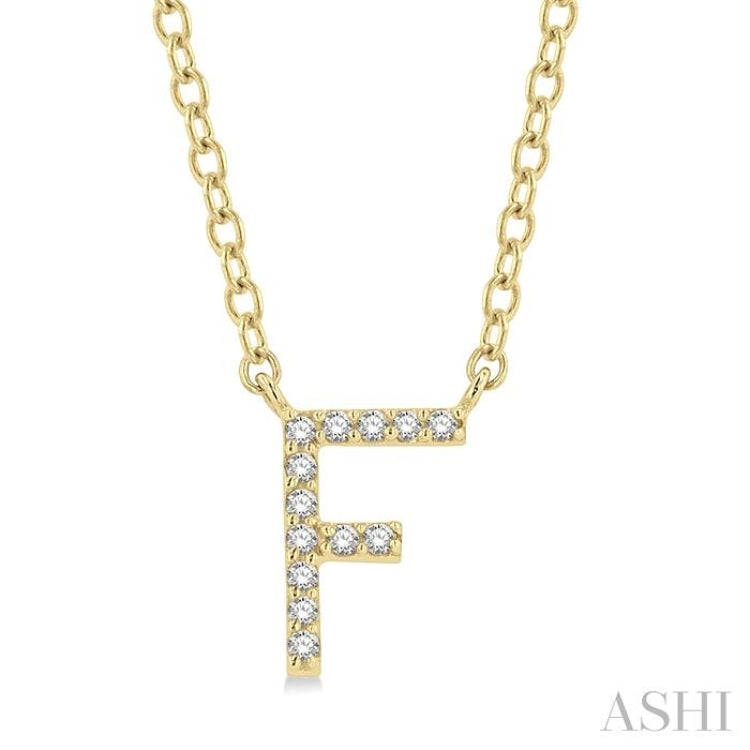 1/20 Ctw Initial 'F' Round Cut Diamond Pendant With Chain in 10K Yellow Gold 1/20 Ctw Initial 'F' Round Cut Diamond Pendant With Chain in 10K Yellow Gold