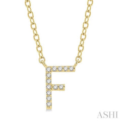 1/20 Ctw Initial 'F' Round Cut Diamond Pendant With Chain in 10K Yellow Gold 1/20 Ctw Initial 'F' Round Cut Diamond Pendant With Chain in 10K Yellow Gold