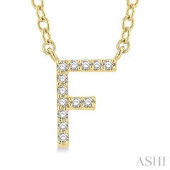 1/20 Ctw Initial 'F' Round Cut Diamond Pendant With Chain in 10K Yellow Gold 1/20 Ctw Initial 'F' Round Cut Diamond Pendant With Chain in 10K Yellow Gold