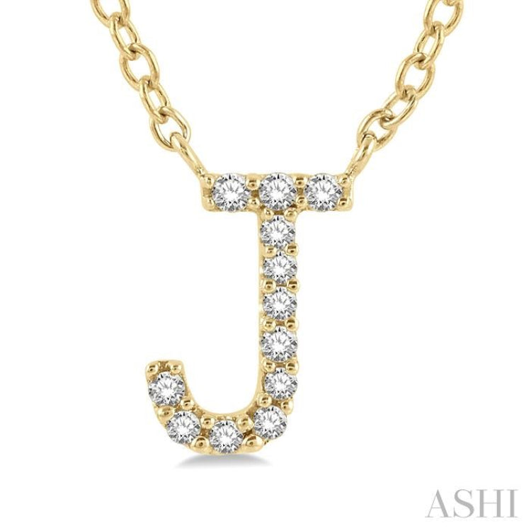 1/20 Ctw Initial 'J' Round Cut Diamond Pendant With Chain in 10K Yellow Gold 1/20 Ctw Initial 'J' Round Cut Diamond Pendant With Chain in 10K Yellow Gold