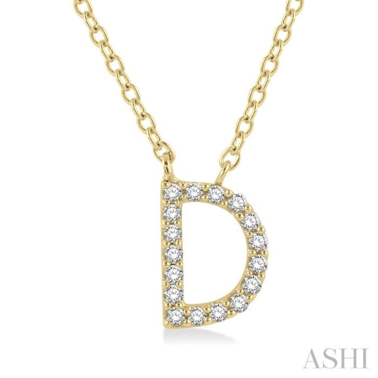 1/20 Ctw Initial 'D' Round Cut Diamond Pendant With Chain in 14K Yellow Gold 1/20 Ctw Initial 'D' Round Cut Diamond Pendant With Chain in 14K Yellow Gold