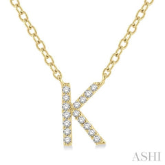 1/20 Ctw Initial 'K' Round Cut Diamond Pendant With Chain in 10K Yellow Gold 1/20 Ctw Initial 'K' Round Cut Diamond Pendant With Chain in 10K Yellow Gold