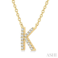 1/20 Ctw Initial 'K' Round Cut Diamond Pendant With Chain in 10K Yellow Gold 1/20 Ctw Initial 'K' Round Cut Diamond Pendant With Chain in 10K Yellow Gold