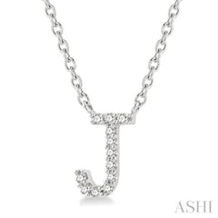 1/20 Ctw Initial 'J' Round Cut Diamond Pendant With Chain in 10K White Gold 1/20 Ctw Initial 'J' Round Cut Diamond Pendant With Chain in 10K White Gold