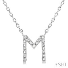 1/20 Ctw Initial 'M' Round Cut Diamond Pendant With Chain in 14K White Gold 1/20 Ctw Initial 'M' Round Cut Diamond Pendant With Chain in 14K White Gold